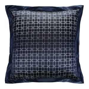 Navy Silk Geometric Pillow Cover from Amara