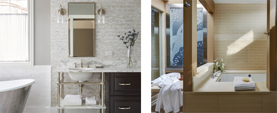 Catherine Schager Designs, Glenview Renovations (left) and Northbrook Master Bath (right)
