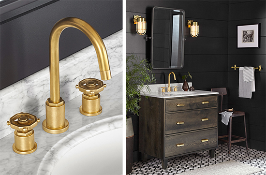 Tolson faucet from Rejuvenation in brass finish